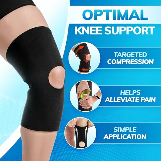 BraceAbility Open Patella/Open Back Neoprene Knee Sleeve | Water-Resistant Athletic Compression Knee Brace for Swimming, Wakeboarding, Scuba Diving, Surfing, Waterskiing and Other Sports (Small)