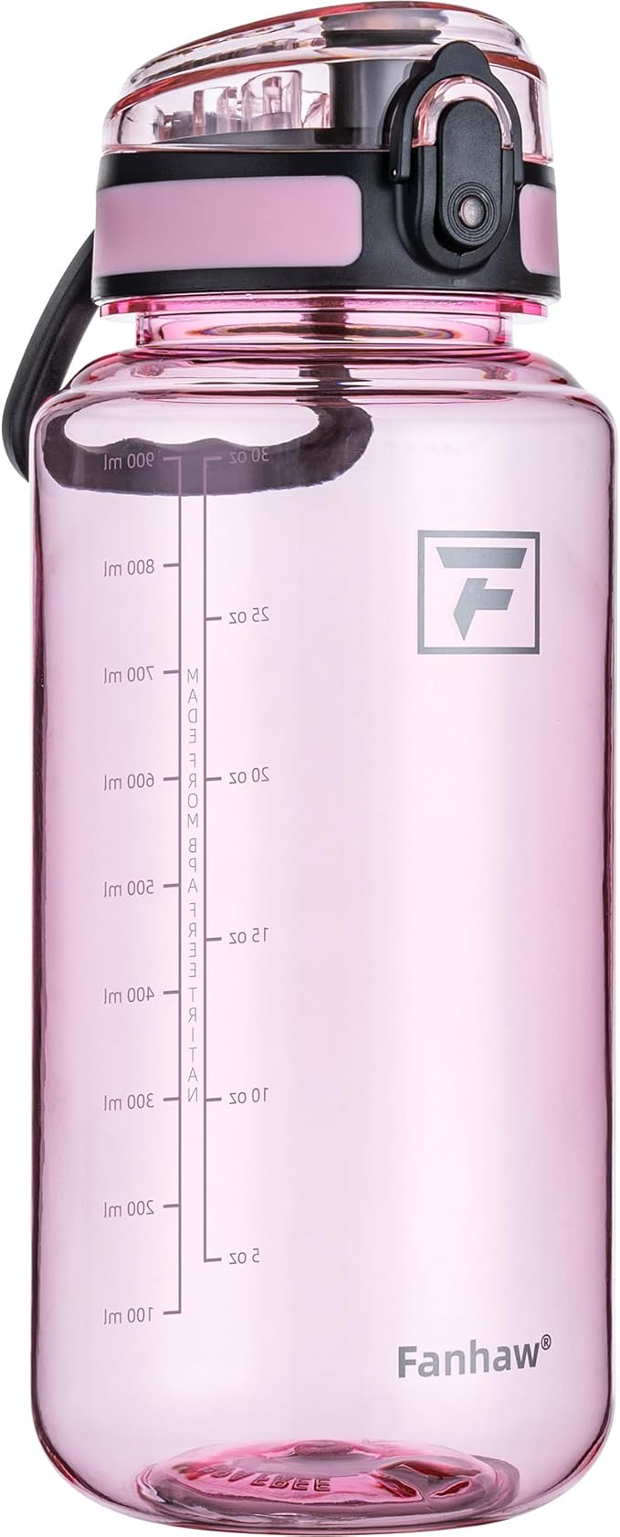 Fanhaw 32 Oz Clear Tritan Water Bottle, BPA-Free & Leak-Proof, Wide Mouth with Anti-dust Chug Lid, Reusable Plastic Bottle for Gym, Travel, School & Office, Back to School Essentials (Cherry Blossom)