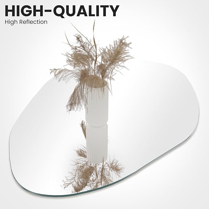 TRAHOME 36'' x 24'' Irregular Asymmetrical Wall Mirror | HD Tempered Glass, Wall Mounted, Modern Decorative Mirror for Living Room, Bathroom, Entryway