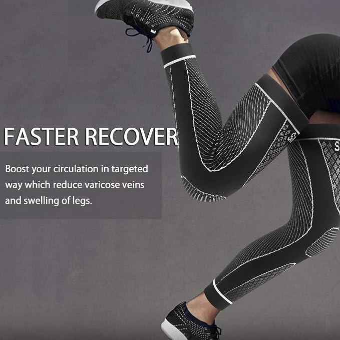 SKDK Full Leg Sleeves Long Compression Leg Sleeve Knee Sleeves Protect Leg, for Man Women Basketball, Arthritis Cycling Sport