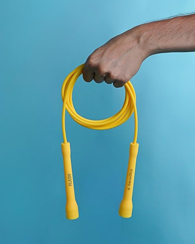 Swissskip Speed Jump Rope by Dayan Kolev, 5mm PVC Skipping Rope, Great for Beginners and Advanced Athlets, Designed for Fitness, Cardio, Boxing & CrossFit, Adjustable length with Unbreakable Handles