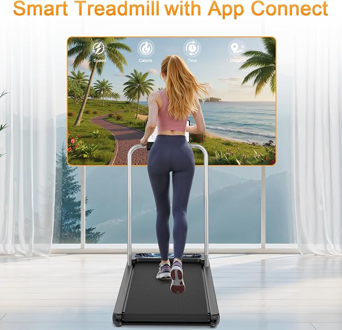 Walking Treadmill Pad with 0-8% Incline,2.5HP Walking Treadmill Mat for Home & Office,Portable Treadmill with Handle Bar