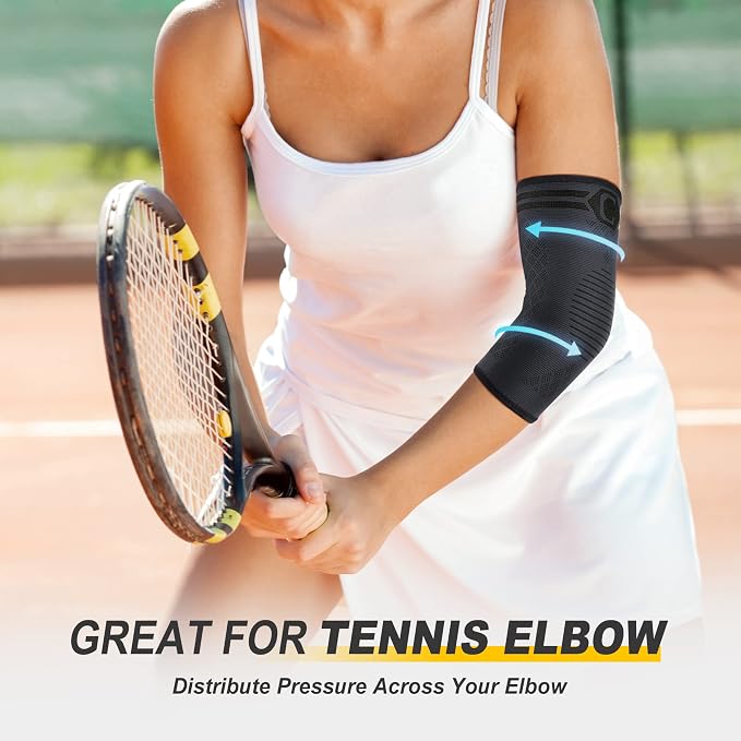 CAMBIVO 2 Pack Elbow Brace for Tendonitis, Tennis Elbow Compression Support Sleeve for Golfers Elbow Pain Relief, Arthritis, Bursitis, Workout, Weightlifting (Black-Grey,Large) | Breathable 3D Knit, Moisture-Wicking, No Straps or Velcro, Epicondylitis,...