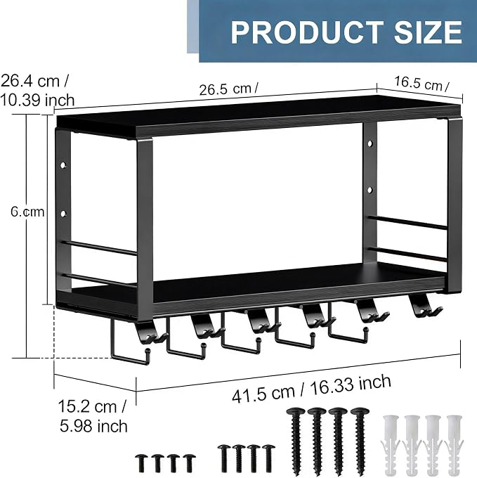 TJ.MOREE Floating Shelf Compatible 2 Tier with Tonal Accessories Wall Mount | Home Gym Storage Rack for Fitness Equipment, T-Bracket Lock Adapters Hanger