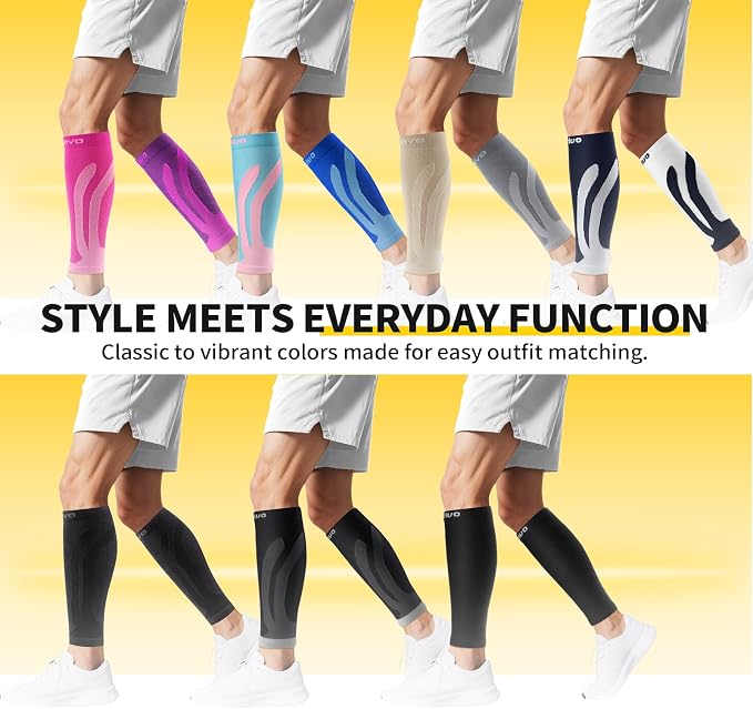 CAMBIVO Calf Compression Sleeve for Shin Splints & Running Support-3 Pairs | Leg sleeves for men & women, 15-20mmHg footless compression socks for gym & recovery, varicose veins