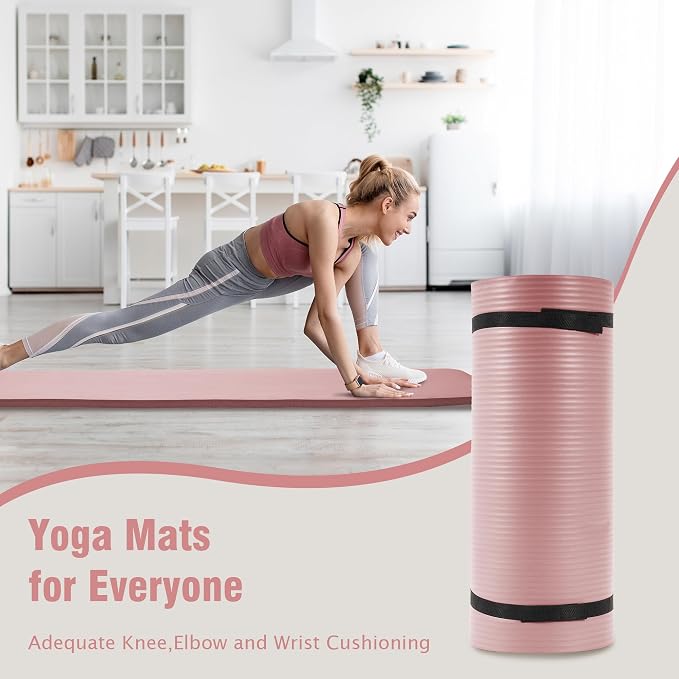 BalanceFrom Yoga Mat, 1-Inch Extra Thick High Density Exercise Mat, Anti-Tear Exercise Yoga Mat with Carrying Strap, Suitable for Various Yoga Exercises, Multiple Colors