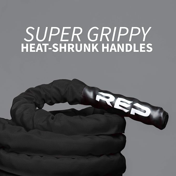 REP Fitness Battle Rope | 30/40/50 Ft Heavy Training Cord for Home Gym, Strength Workout, Cross Fit, Cardio Conditioning, Exercise Equipment with Protective Sleeve & Textured Grip Handles | 3 Colors