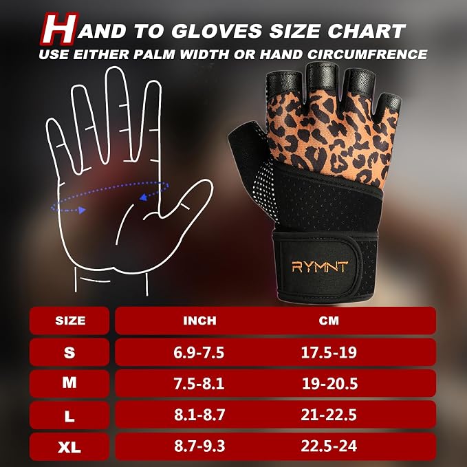 Workout Gloves for Women Men with Wrist Wrap Support Weight Lifting Gloves | Padded Gym Gloves for Weightlifting, Exercise, Crossfit, Resistance Training, Wrist Protection, Full Palm Grip, Fingerless