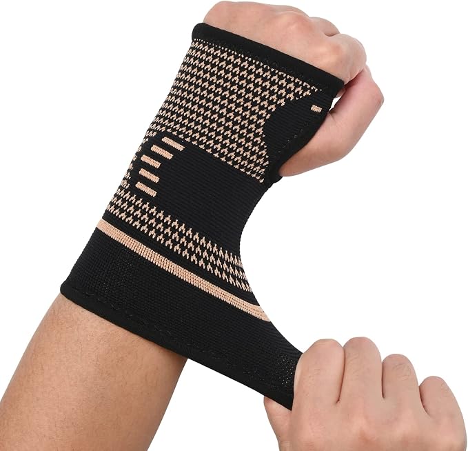 Copper Wrist Compression Sleeves, Comfortable and Breathable for Arthritis, Tendonitis, Sprains, Workout, Carpal Tunnel, Wrist Support for Women and Men