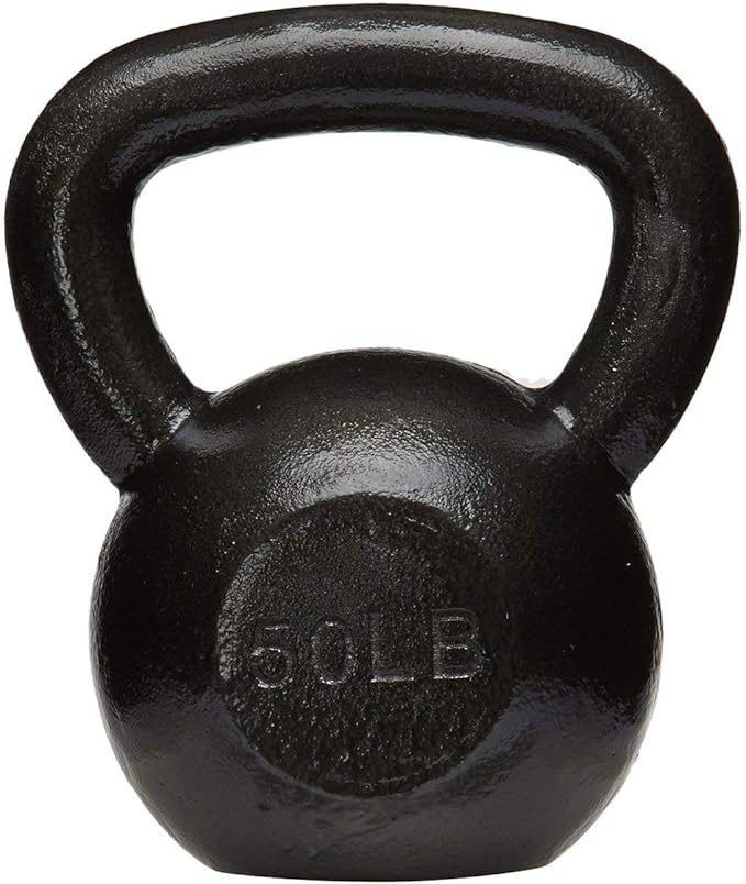 Amazon Basics Cast Iron Kettlebell for Strength Training, Textured Wide Handle, Black
