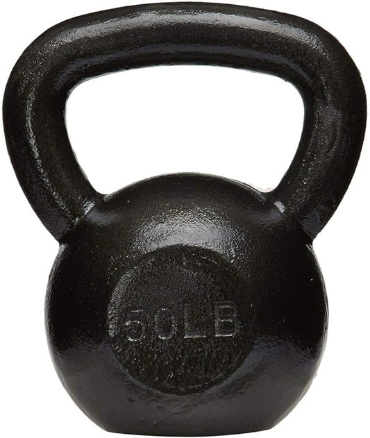 Amazon Basics Cast Iron Kettlebell for Strength Training, Textured Wide Handle, Black