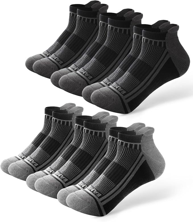 BAMBOO COOL Men's Ankle Socks Moisture Wicking Breathable Odor Control Athletic Cushioned Running Socks Arch Support 8 Pack
