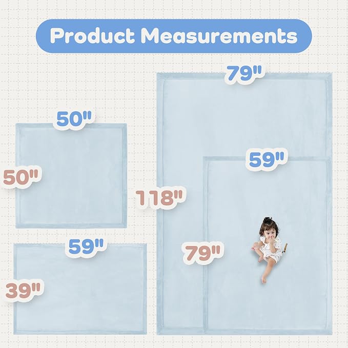 1.5" Thick Baby Play Mat for Floor,79x158 Large Memory Foam Tummy Time Mat | Ultra Soft Playmat for Baby,Tummy Time Foam Mats,Cushioned for Infant,Kids and Toddler Crawling,Easy Care