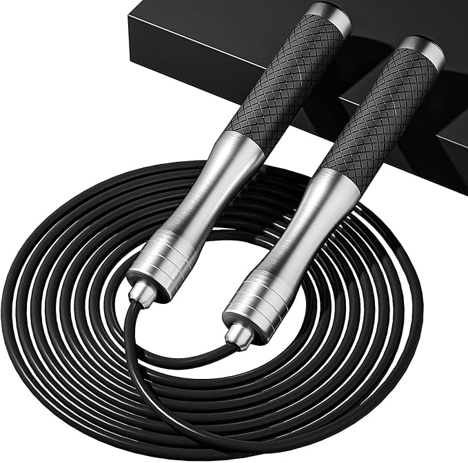 𝐒𝐩𝐞𝐞𝐝 𝐉𝐮𝐦𝐩 𝐑𝐨𝐩𝐞 𝐟𝐨𝐫 𝐅𝐢𝐭𝐧𝐞𝐬𝐬 - Skipping Rope for Women Men Exercise with Adjustable Length Jumping Rope and Alloy & Silicone Handles Suitable for Workout Boxing Home Gym