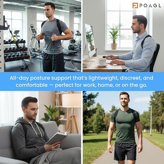 Adjustable Posture Corrector Brace for Men Universal Fit Upper Back, Shoulder & Clavicle Support, Helps Improve Posture & Relieve Neck, Shoulder & Back Pain (Patented Design)