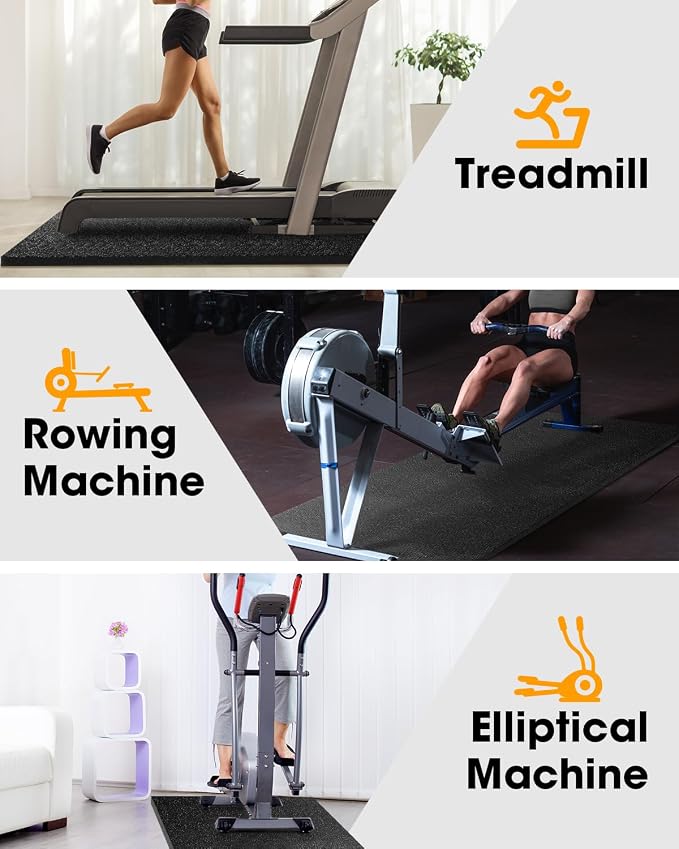 Stepwaver Walking Pad Mat, 102"x36", Treadmill Mat for Hardwood Floors | High Density, 0.2" Thickness, Floor Protection for Rowing Machine Mat, Bike, Elliptical, Treadmill, Walking Pad