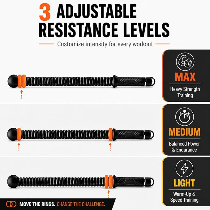 Cordless Battle Ropes with Adjustable Weight & Ropeless Battle Ropes for Home Gym – Low Impact HIIT Strength Training for Men & Women (Black)