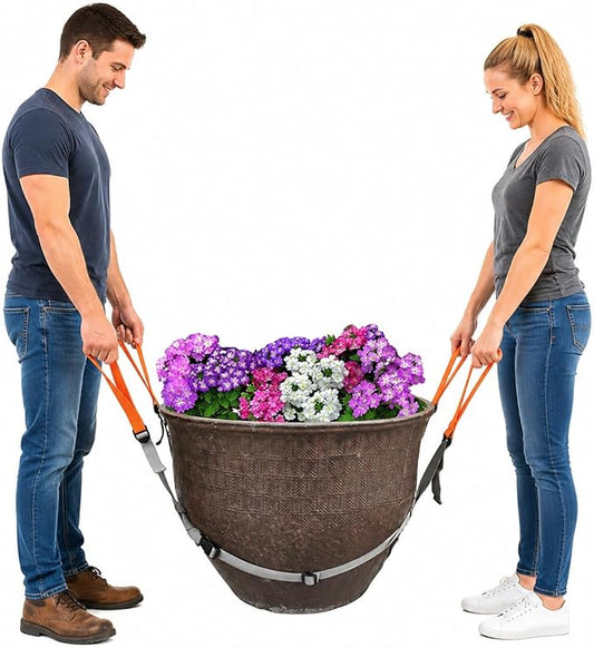 Potted Plant Mover and Lifting Straps, Landscaping Lifting Straps, Move Heavy Garden Objects: Flower Pots,Planters,Trees,Rocks,Bucket,Cement Gray,Up to 220 Pounds,Large
