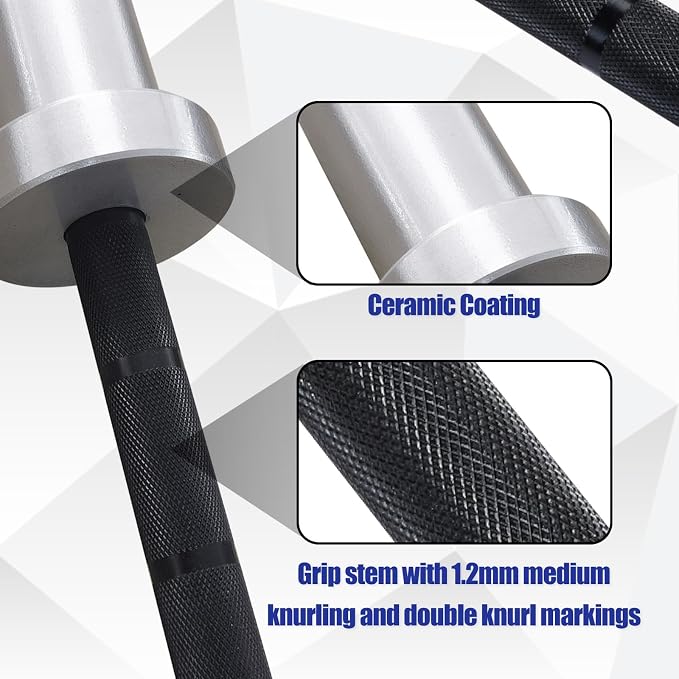 4FT 5LB Aluminum Kids Barbell, 70LB Capacity | Youth training bar with 22mm knurled grip, bearings, brass bushings, and 2-inch Olympic plate compatibility