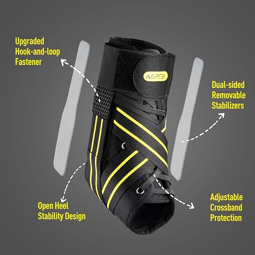 Ankle Brace for Women Men, Lace Up Foot Stabilizer for Sprained Ankle | 2 Removable Side Stabilizers, Quick Lace-Up, Figure 8 Support, Adujustable, Fit for Achilles Tendonitis, Injured Ankle