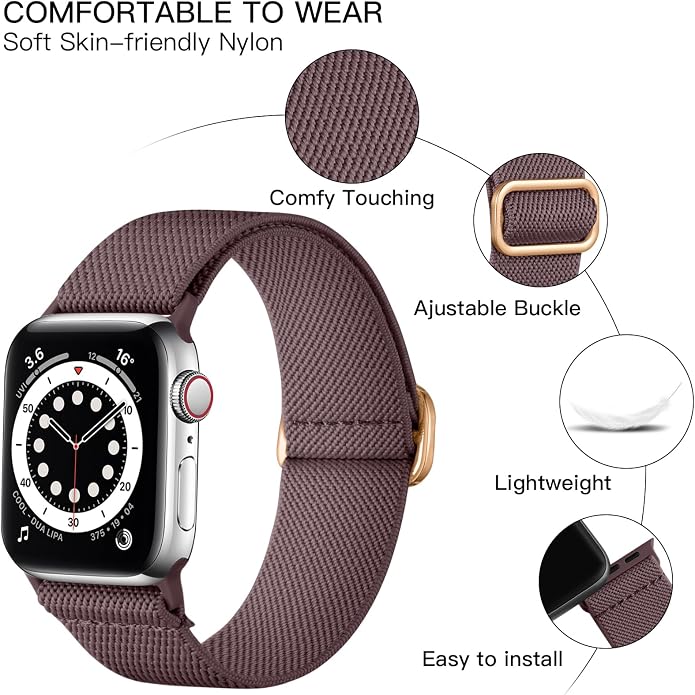 Lerobo Braided Band Compatible with Apple Watch Series 11 10 9 8 7 46mm 45mm 41mm Ultra SE 3 2 1 49mm Series 6 5 4 3 44mm 40mm 38mm 42mm Men iWatch Bands Women Stretchy Nylon Solo Loop Sport Strap