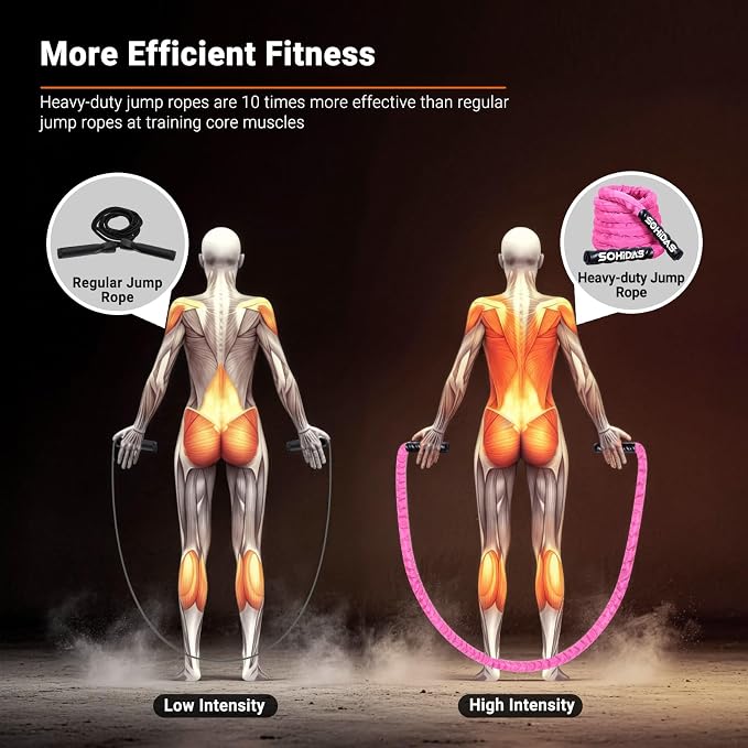 Weighted Jump Rope for Men Women, 3.68LB Adult Jump Ropes for Fitness Heavy Skipping Rope, Jumping Rope for Training Muscle Speed Home Gym Workout Equipment Exercise Jumpropes Weight Loss