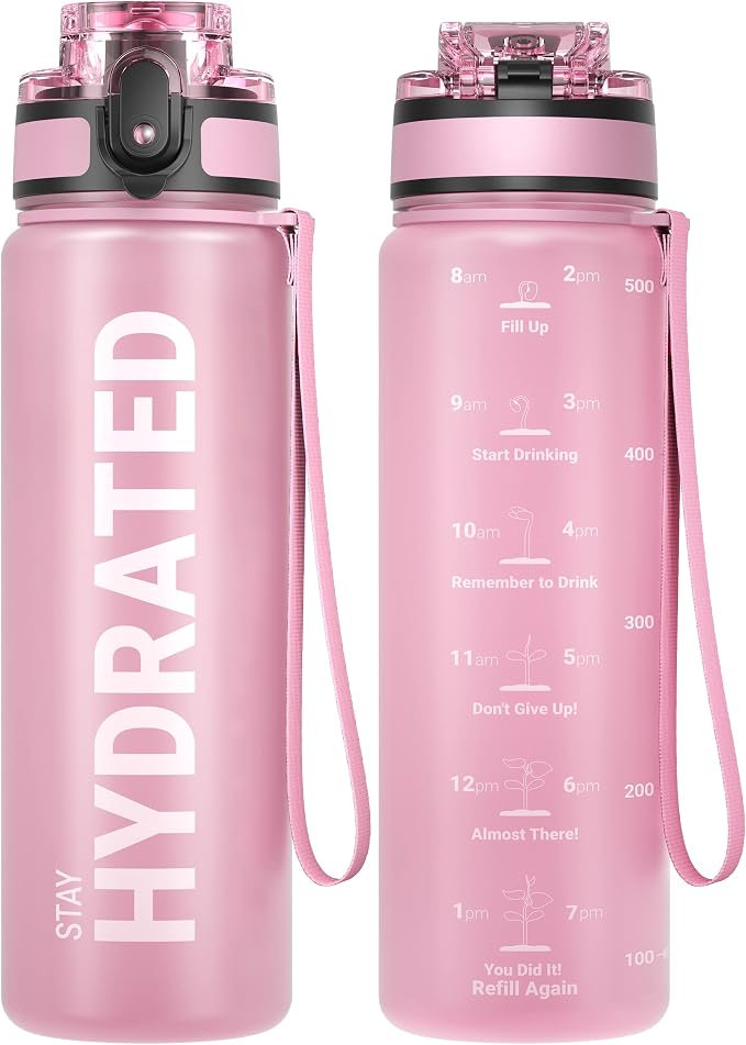 Sahara Sailor Water Bottle 25oz, Tritan Sports Bottle with Time Marker | Bpa Free, Leakproof Wide Mouth With Fast Flow Lid And Cleaning Brush, For Gym School Office Travel, 1 Count