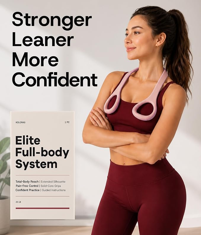 Figure 8 Resistance Band with Full Body Workout Guide, 20LB Total Body Exercise Band with Comfortable Solid Handles for Arms, Back, Shoulders, Stretching & Home Workout