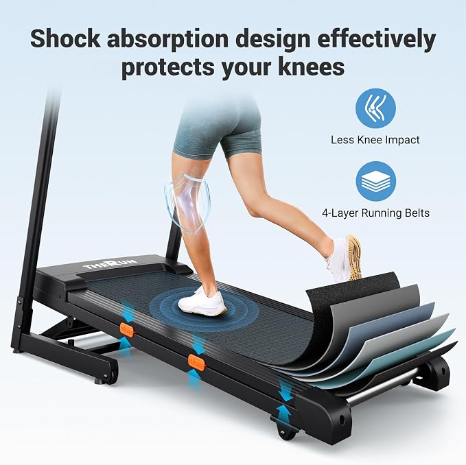 THERUN Incline Treadmill Running Treadmill, Wide Belt Treadmills for Home | 12% auto incline, 400lb, 3.0HP, 18" LED, shock-absorbing, wide belt, hydraulic folding, space saving, ipad holder