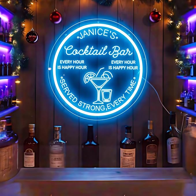 Custom Bar Neon Sign, Handmade Persoanlized 3D Bar Led Light Sign for Wall Decor, Light up Sign for Man Cave Club Pub Shop Cafe Party Backard Patio, Best Gift for Dad Men