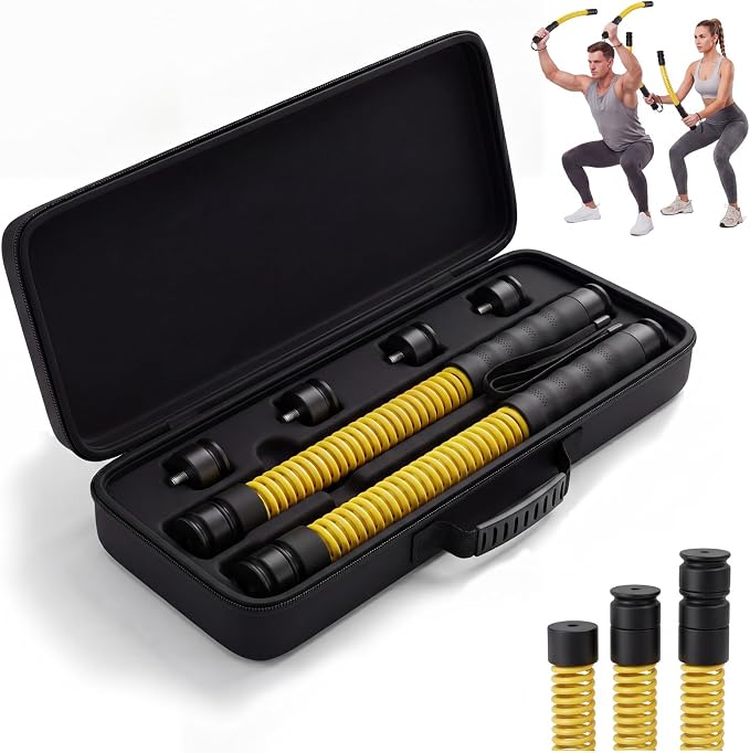 Ropeless Battle Ropes for Home Gym, 3 Adjustable Resistance, Heavy Duty Cordless Battle Ropes for HIIT, Full Body Workout, Men & Women, Yellow