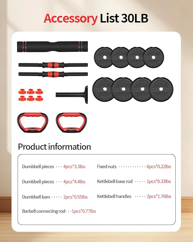 Adjustable Dumbbells,20/30/40/60/80lbs Free Weight Set with Connector, 4 in1 Dumbbells Set Used as Barbell/Kettlebells/Push up Stand, Fitness Workout Equipment for Home Gym for Youth,Women/Men