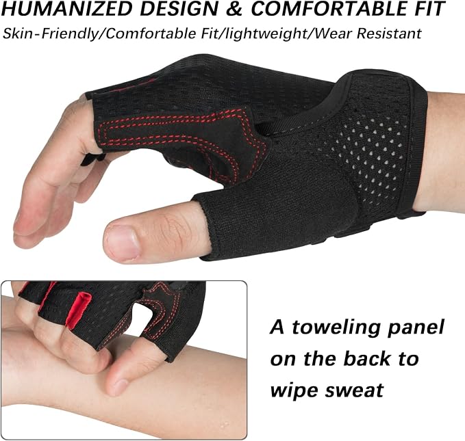Cycling Gloves Bicycle Road Bike Gloves, Half Finger 5MM Gel | Biking Gloves for Men Women Gym workout exercise Motorcycle Hiking Rowing Outdoor Sports