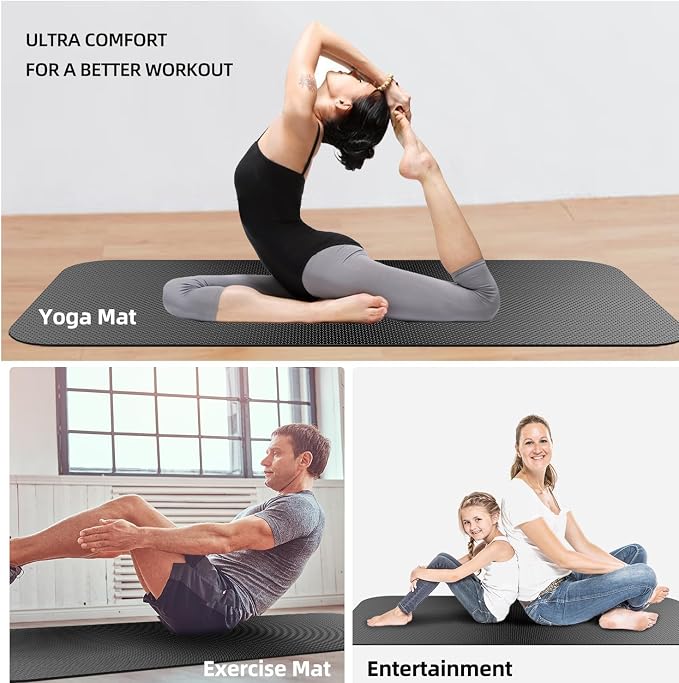 Extra Large Yoga Mat - 84"x30"x6mm (1/4 inch), Non-Slip, Durable, Eco-Friendly, Thick Wide Exercise Mat for Home Workouts, Yoga, Pilates, Stretching, Meditation (Barefoot Exercise)