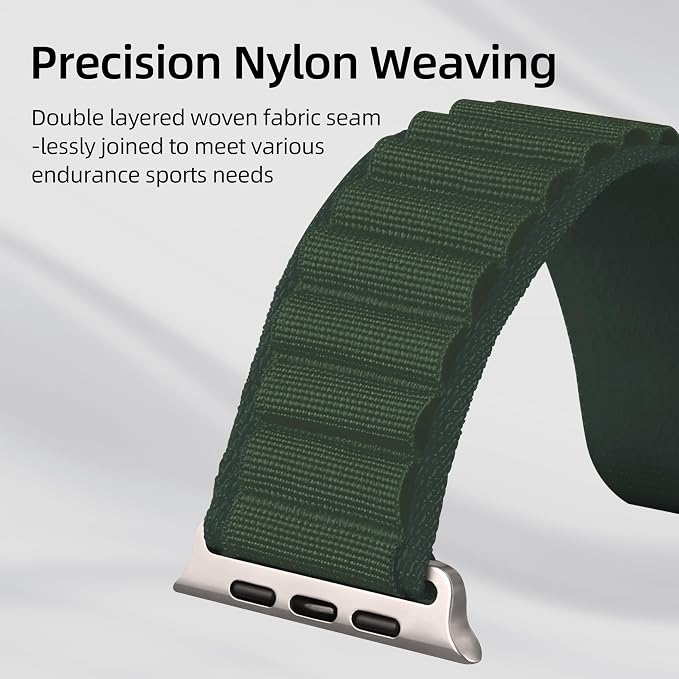 Alpine Nylon Sport Bands Compatible with Apple Watch Ultra Band 49mm 46mm 45mm 44mm 42mm Men Women, Stretch Loop Strap with D-Hook for iWatch Series 10 Ultra SE 9 8 7 6 5 4 3 2 1 (Dark Green, 49mm/46mm/45mm/44mm/42mm(Series 3))