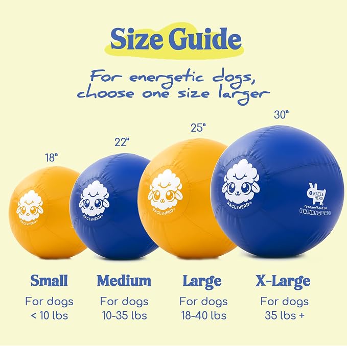 Race&Herd 22" Original Herding Ball for Dogs — Balls for Dog Toys (Ocean) | Medium Herding Ball for Australian Shepherd, Border Collie, Corgi & Blue Heeler, Instinct-Driven Outdoor Exercise