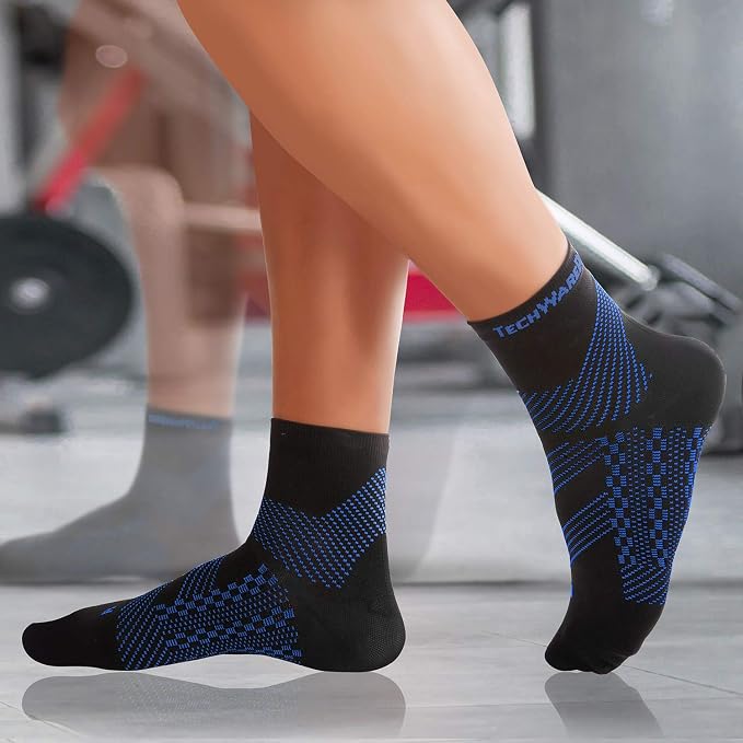 TechWare Pro Plantar Fasciitis Socks - Ankle Compression Socks for Women & Men. Achilles Tendonitis Brace & Foot Arch Support