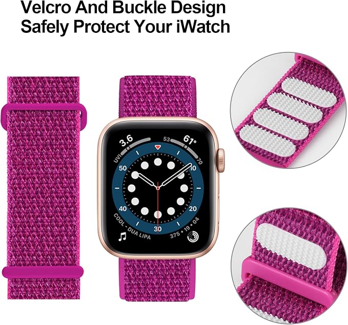Sport Loop Nylon Band Compatible with Apple Watch Band 38mm 40mm 41mm 42mm 44mm 45mm 49mm Ultra 2 iWatch Series 9 8 7 6 SE 5 4 3 2 1 Strap, Fit for iPhone Watch Band Women Men Stretchy | Nylon Sport Loop Wristband Compatible with Apple Watch Ultra 2 38...