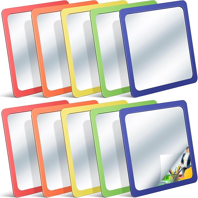 10 Pcs Small Mirrors for Craft 6 x 6 Mirror for Kid,Multicolor | Shatterproof Mirrors in Bulk for Kids for Baby School Classroom Craft Chick Bird Brooders Grow out Pens
