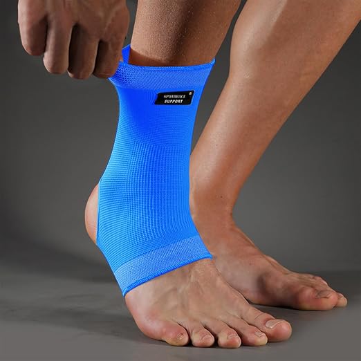 SPOTBRACE Ankle Brace Compression Sleeve, Ankle Support For Women Men 2Pack | Elastic, Open Heel, Blue, Breathable, Thin, Soft, Foot Compression Sock Wrap for Swelling, Plantar Fasciitis, Sprain, Size M