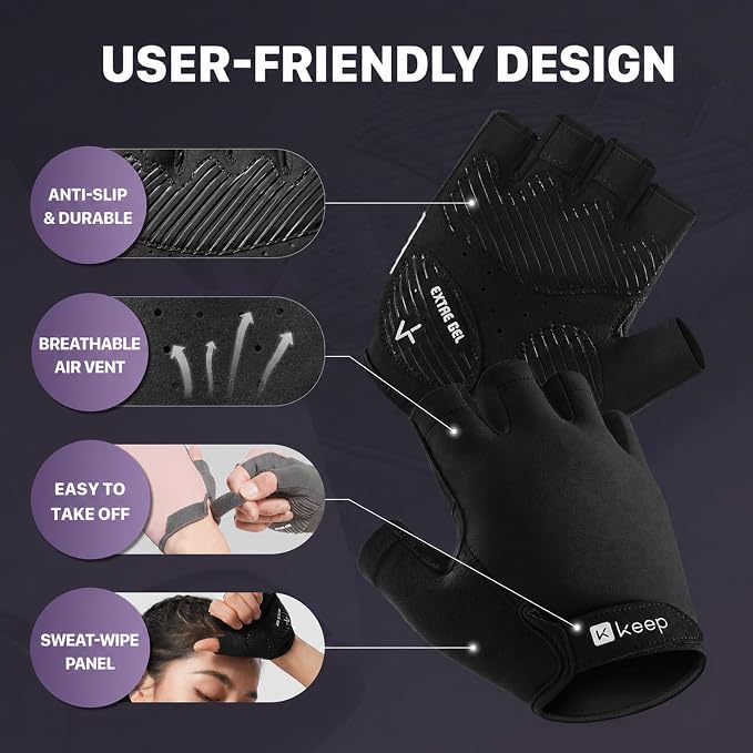 KEEP Workout Gloves for Men & Women, Breathable Skin-Friendly Non-Slip Gym Gloves for Weight Lifting, Pull-Ups, Dumbbells, Cycling, Fitness Training & Home Exercise