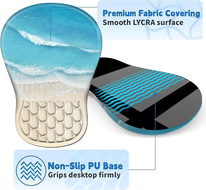 YIWEI Ergonomic Mouse Pad with Wrist Rest for Carpal Tunnel Pain Relief | Memory Foam Wrist Support,Non-Slip Rubber Base, Keyboard Computer Mousepad,Lycra Cloth Surface,Gaming Home Office