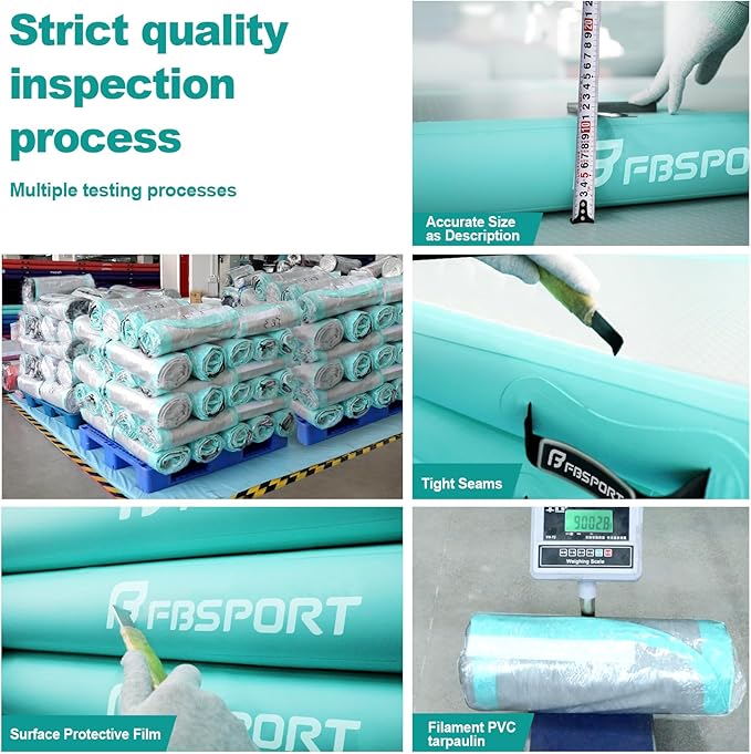 FBSPORT Inflatable Air Gymnastics Mat Training Mats 4/8 inches Thickness Gymnastics Tracks for Home Use/Training/Cheerleading/Yoga/Water with Pump
