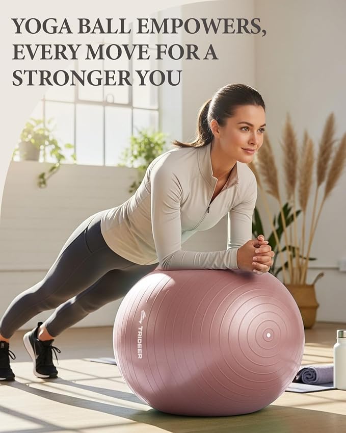 Trideer Exercise Ball, Stability Yoga Ball for Physical Therapy, Active Sitting, Pregnancy & Birth Labor Prep, Core Strength, Balance Training, Posture Improvement and Daily Stretching, 55/65/75cm