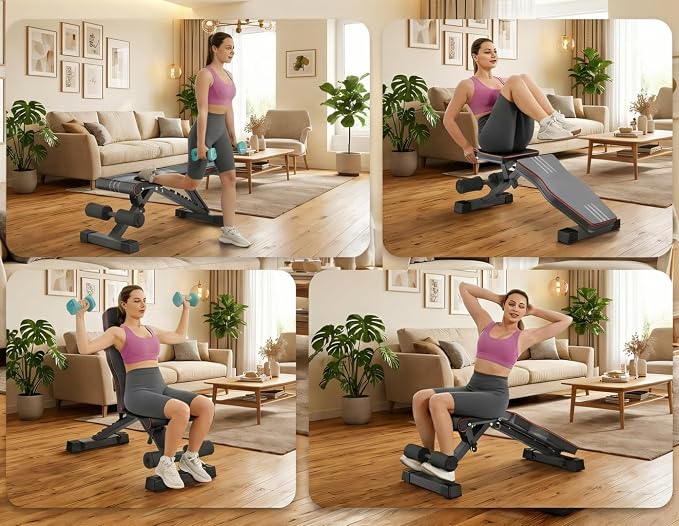 YOLEO 1+X Olympic Weight Bench Set with Rack, Upgraded Roman Chair, Preacher Curl & Leg Extension, 1870LBS Foldable Bench Press System for Full Body & Posterior Chain Training Home Gym