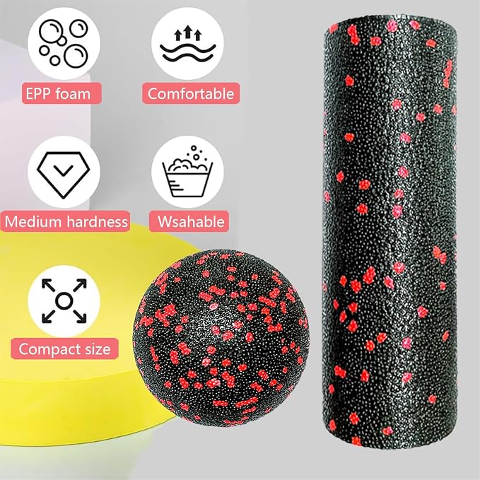 Mini Foam Roller, High Density Massage Tool for Physical Therapy | Extra Small Size 6"L x 2" Round, 3.2-Inch Ball, Deep Tissue Muscle Recovery, Fitness Workout Stretching, Travel