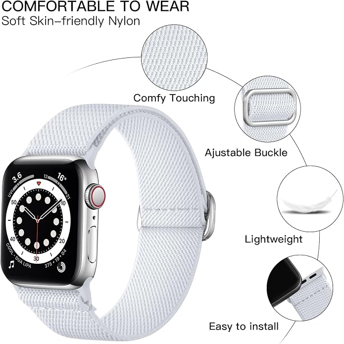 Lerobo Braided Band Compatible with Apple Watch Series 11 10 9 8 7 46mm 45mm 41mm Ultra SE 3 2 1 49mm Series 6 5 4 3 44mm 40mm 38mm 42mm Men iWatch Bands Women Stretchy Nylon Solo Loop Sport Strap