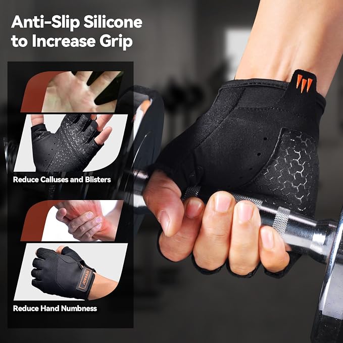 Workout Gloves for Women and Men | Breathable Weight Lifting Gloves, Grip & Shock Absorption, Full Palm Protection, Gym Exercise, Fitness, Training & Cycling
