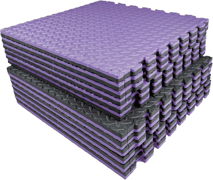 AIRHOP Upgraded 0.79" Extra Thick 48 Sq Ft High-Density Eva Foam Exercise Gym Mats, 12 Pcs Large Interlocking Puzzle Floor Tiles (24"x24") for Home Gym