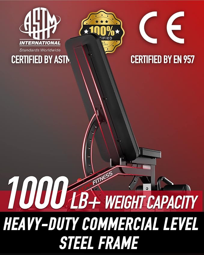 Adjustable Weight Bench, Commercial Grade 1200LB Workout Bench Press Set for Home Gym Strength Training Exercise, Incline Bench with 12+3 Adjustable Backrest&Seat Positions for Full Body Fitness